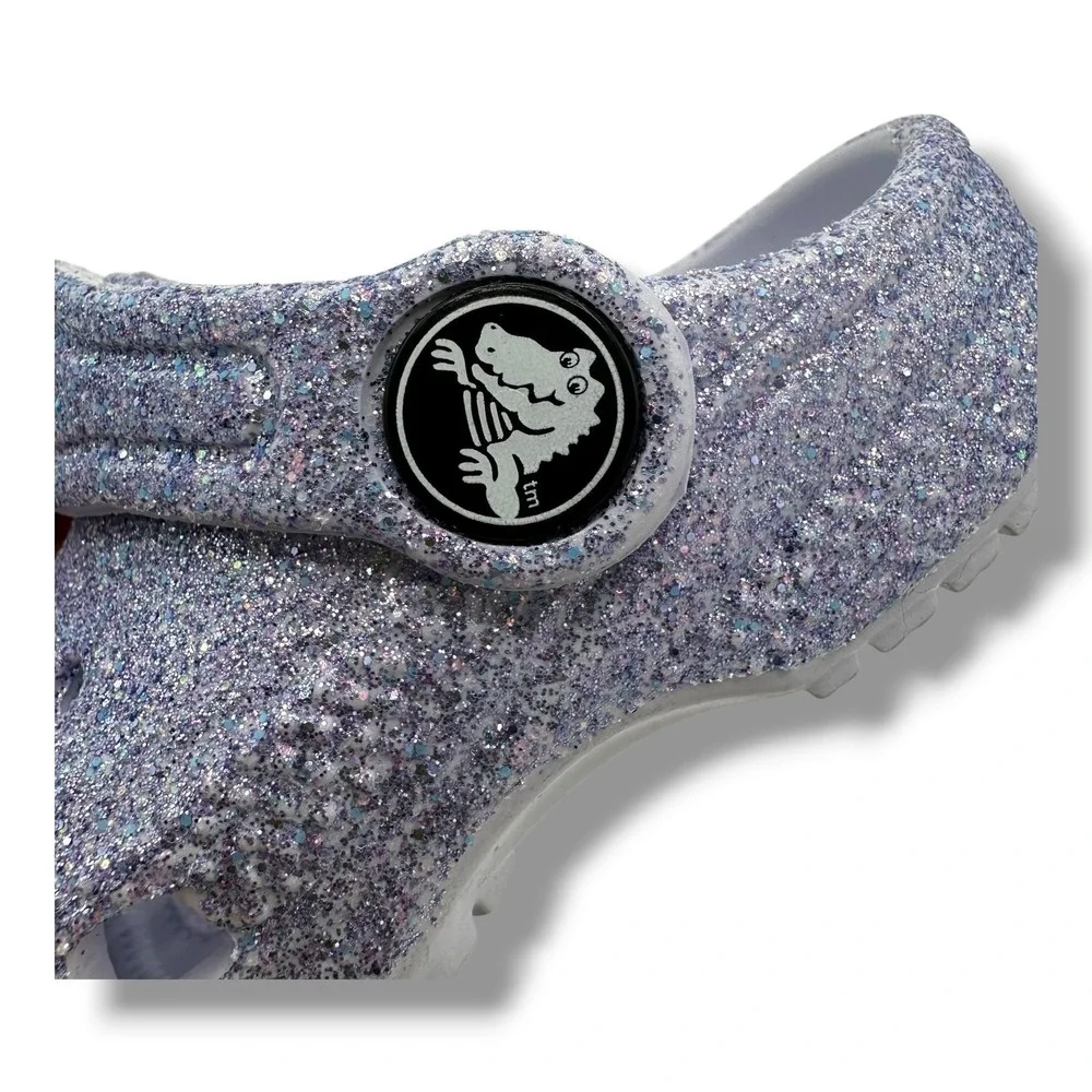 Crocs Kids Classic Glitter Clog Lavender Purple Sparkle Slip On Shoes‎ Size C4